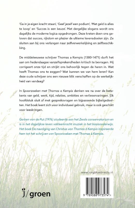 Achterkant van Spoorzoeken met Thomas a Kempis