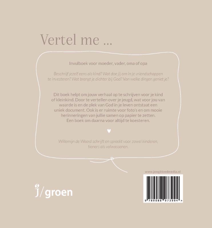 Achterkant van Vertel me