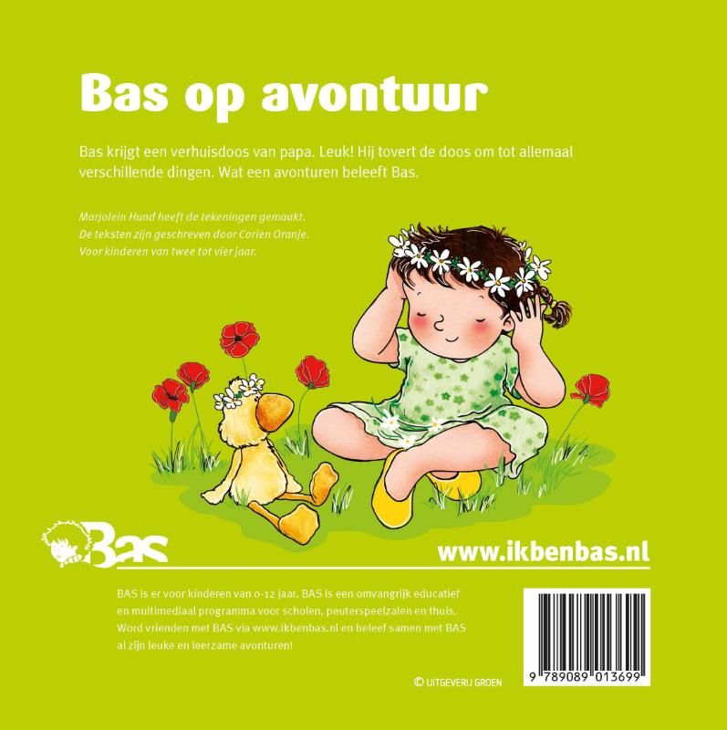 Achterkant van Bas op avontuur