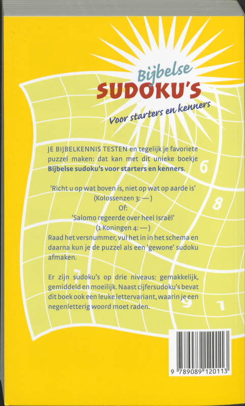 Achterkant van Bijbelse sudoku's