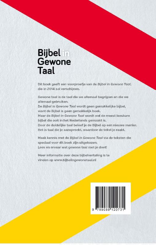 Achterkant van Bijbel in gewone taal