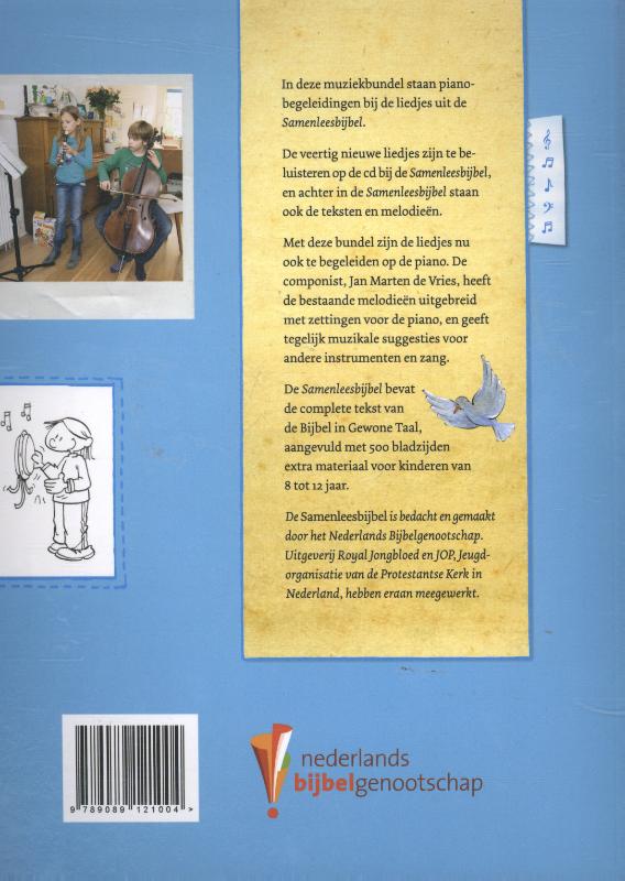 Achterkant van Begeleidingsbundel bij de liedjes uit de Samenleesbijbel