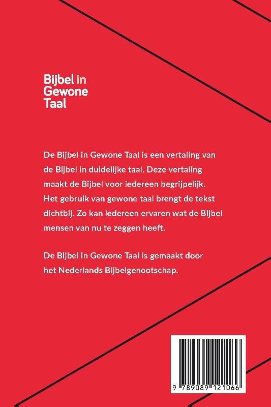 Achterkant van Bijbel in gewone taal