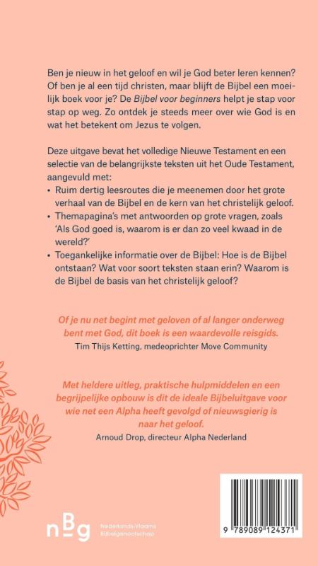 Achterkant van Bijbel voor beginners