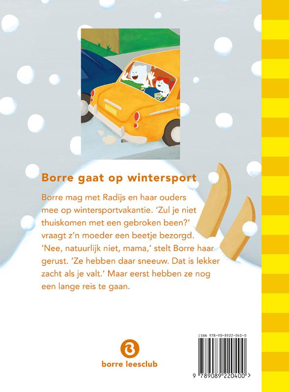 Achterkant van Borre gaat op wintersport
