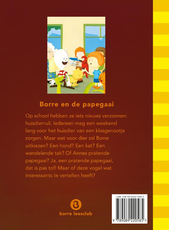 Achterkant van Borre en de papegaai