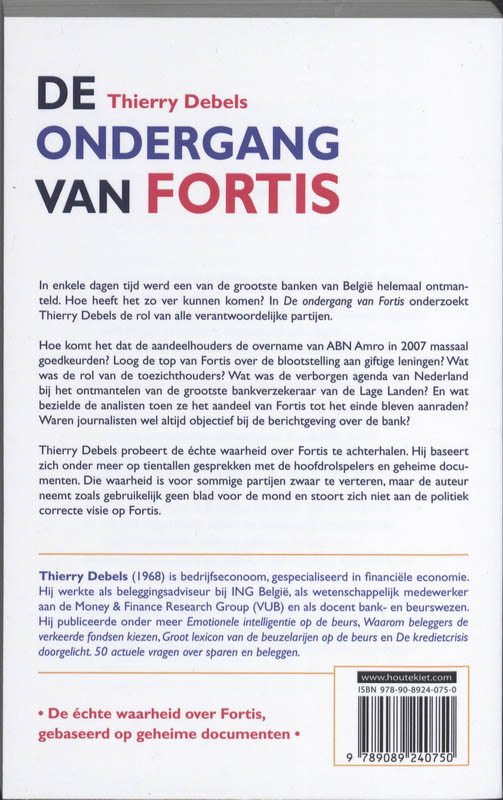 Achterkant van De ondergang van Fortis