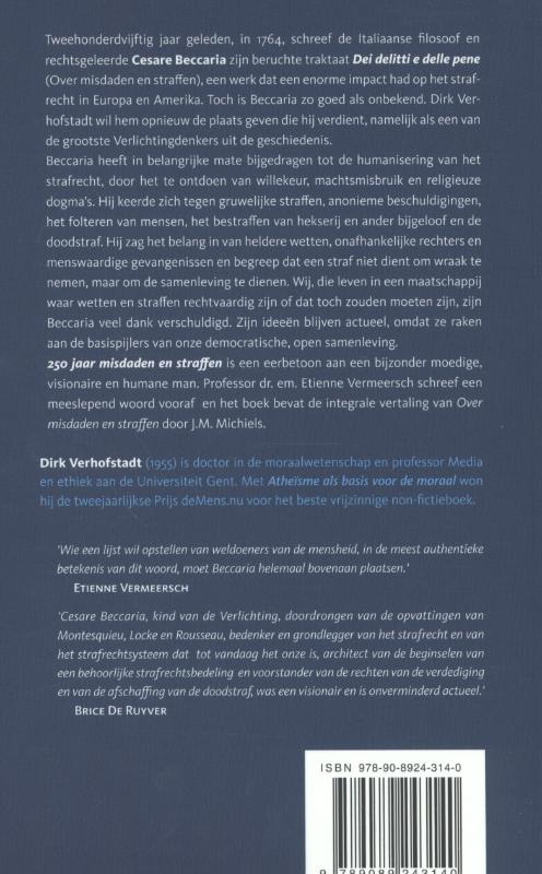 Achterkant van 250 jaar over misdaden en straffen