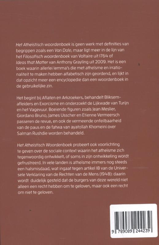 Achterkant van Het Atheïstisch woordenboek