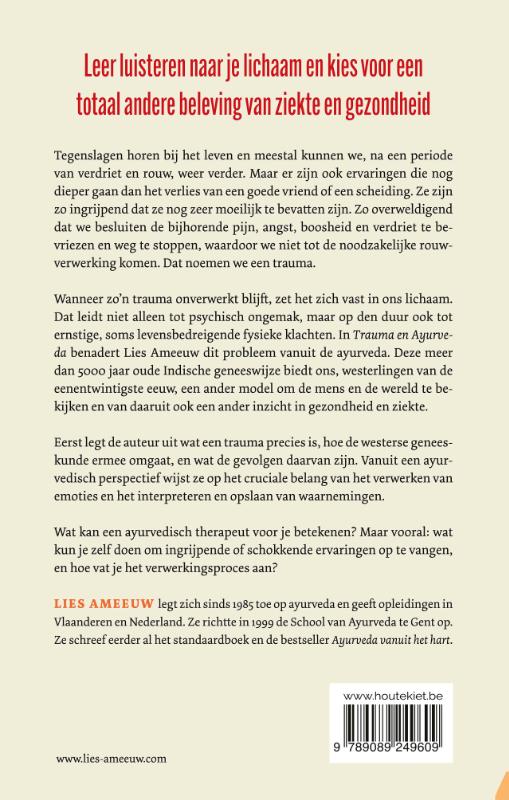 Achterkant van Trauma en ayurveda