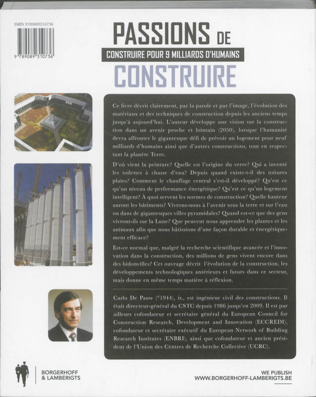 Achterkant van Passions de construire