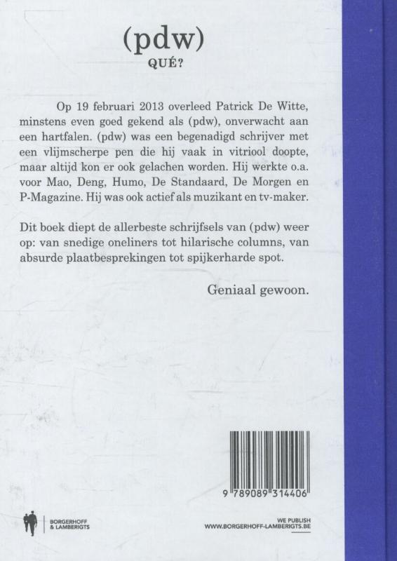 Achterkant van Que?
