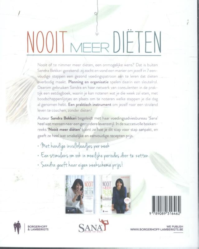 Achterkant van Nooit meer diëten - eetdagboek