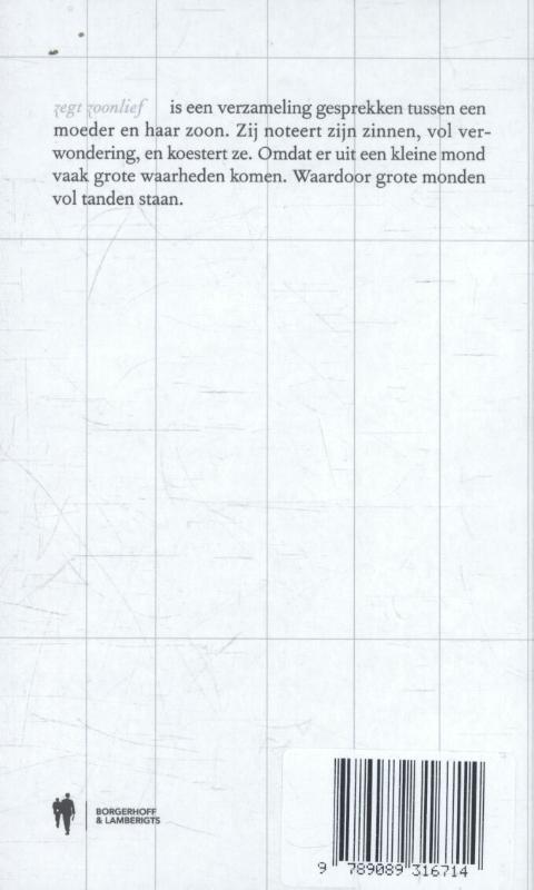 Achterkant van Zegt zoonlief