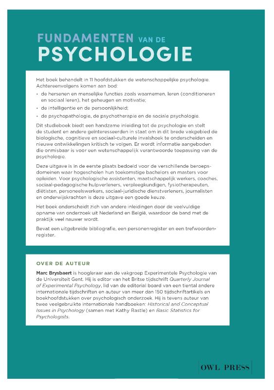 Achterkant van Fundamenten van de psychologie