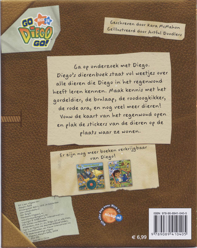 Achterkant van Diego's dierenboek