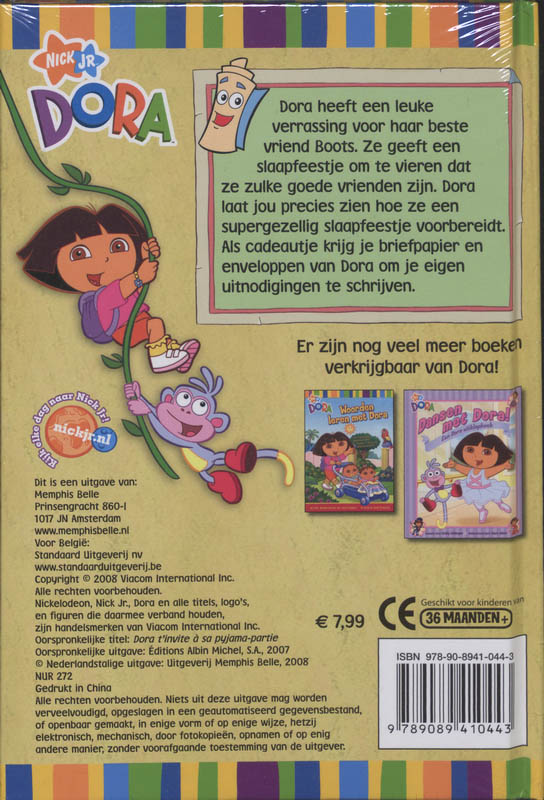 Achterkant van Dora's slaapfeestje