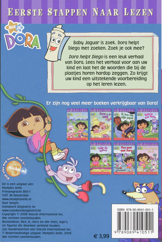 Achterkant van Dora helpt Diego