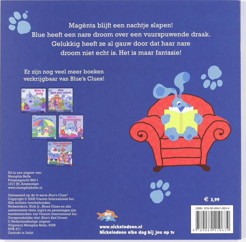 Achterkant van Op het strand met Blue