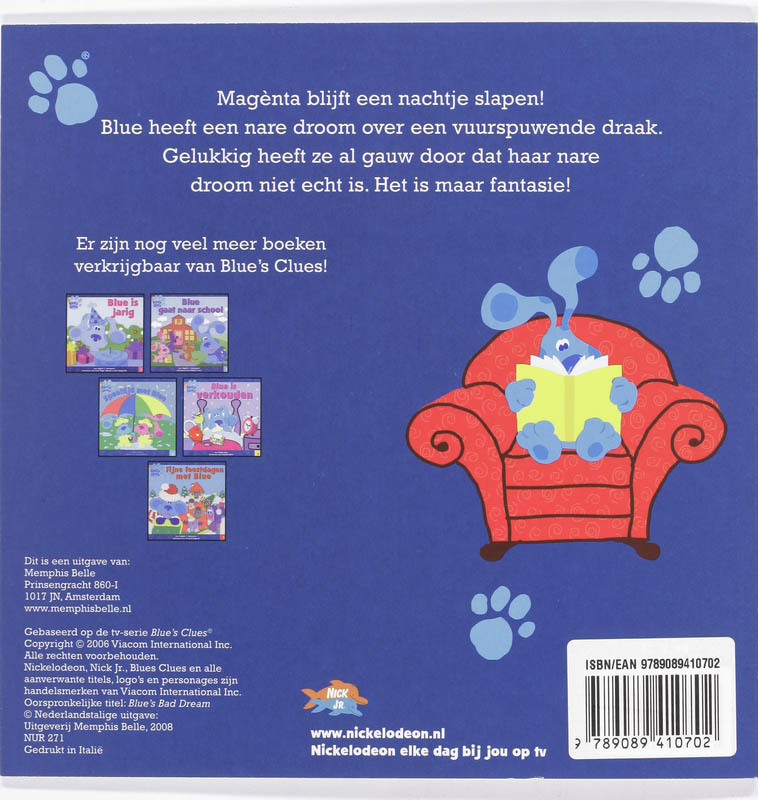 Achterkant van Blue heeft een enge droom