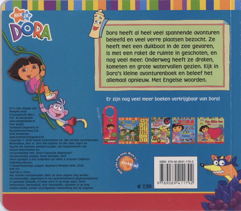 Achterkant van Dora's lievelingsavonturen