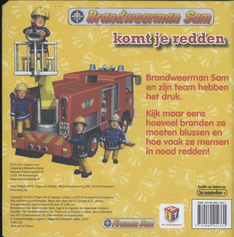 Achterkant van Brandweerman Sam komt je redden!