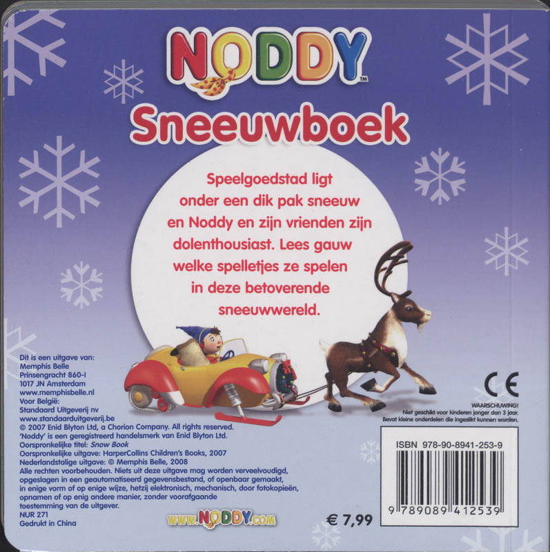 Achterkant van Noddy sneeuwboek