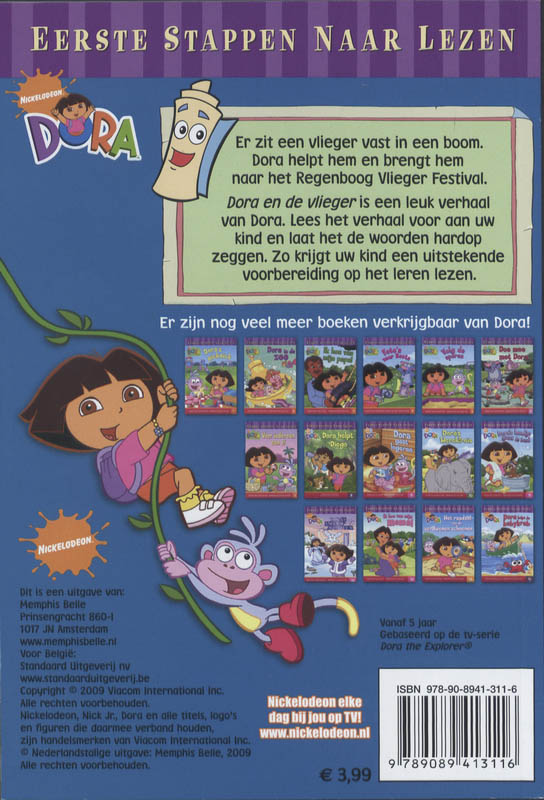 Achterkant van Dora en de vlieger