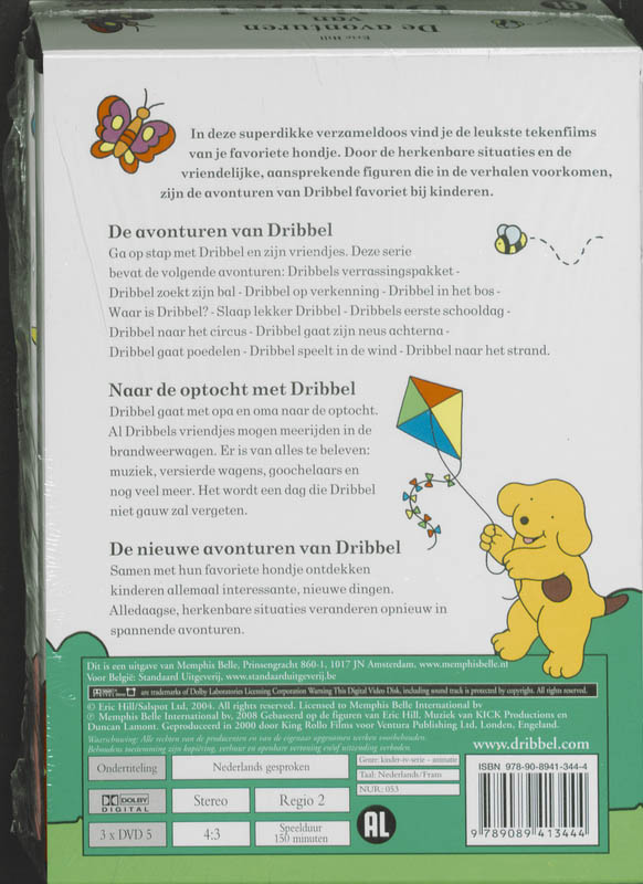 Achterkant van Dribbel De avonturen van Dribbel box