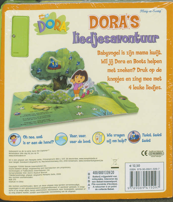 Achterkant van Dora's liedjesavontuur