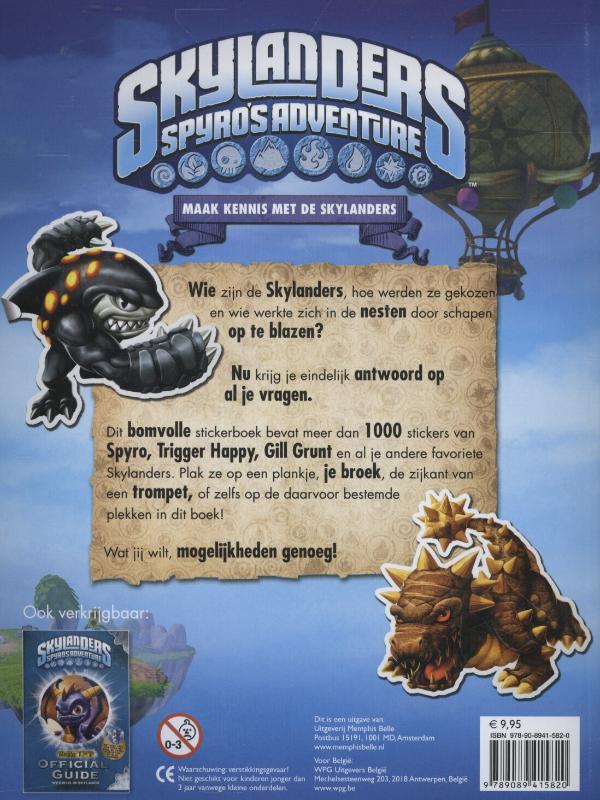 Achterkant van Skylanders official sticker book