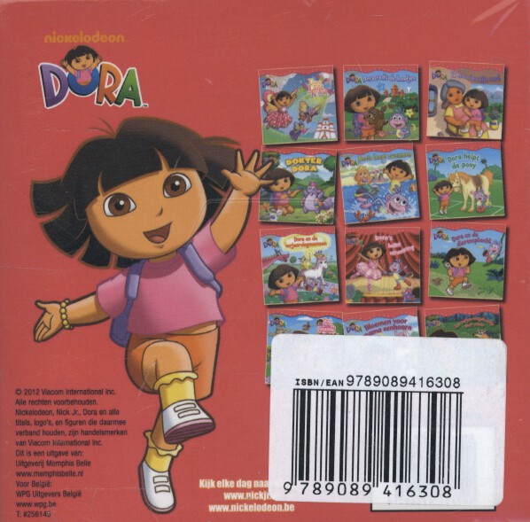 Achterkant van Dora uitdeelboekjes