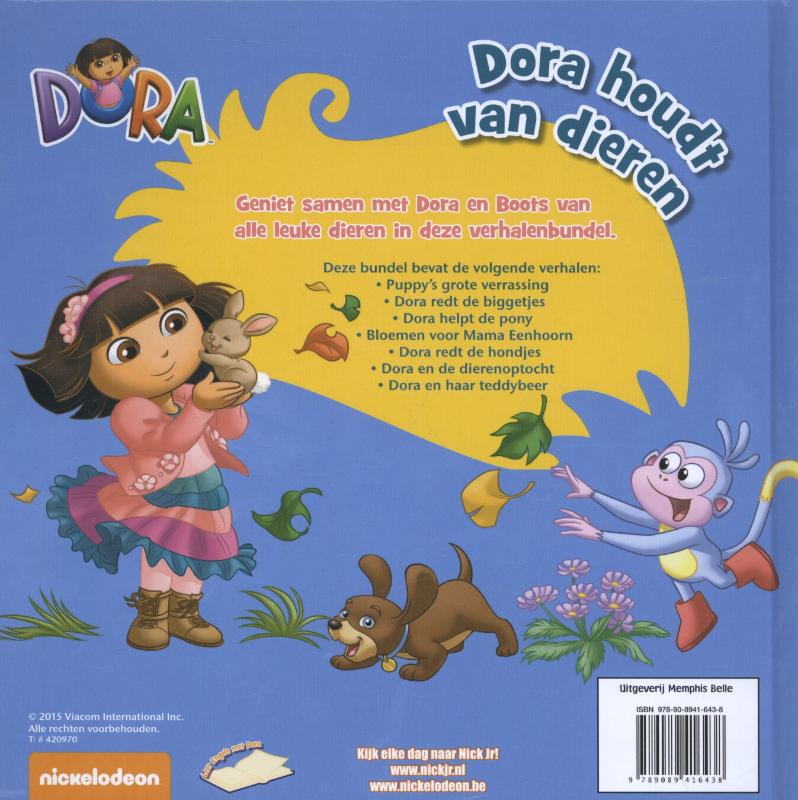 Achterkant van Dora houdt van dieren