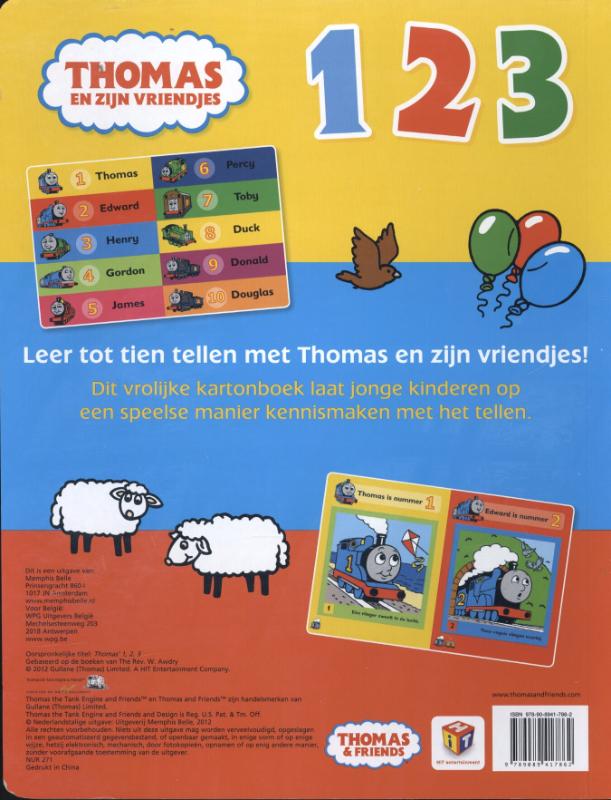 Achterkant van 1 2 3 Leer tellen met Thomas