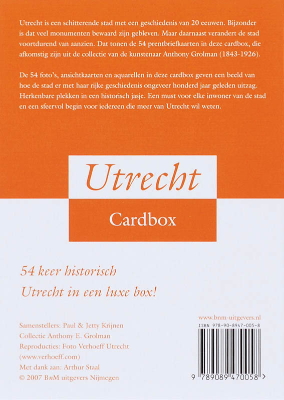 Achterkant van Utrecht Cardbox