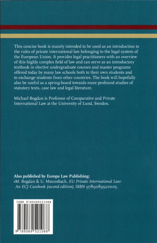 Achterkant van Concise introduction to EU private international law