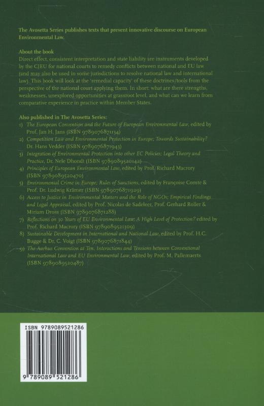 Achterkant van National Courts and EU Environmental Law