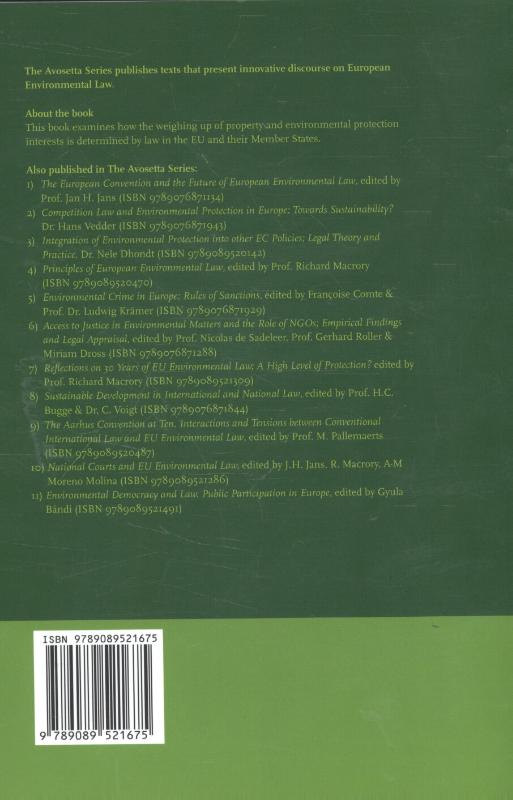 Achterkant van Environmental and property protection in Europe