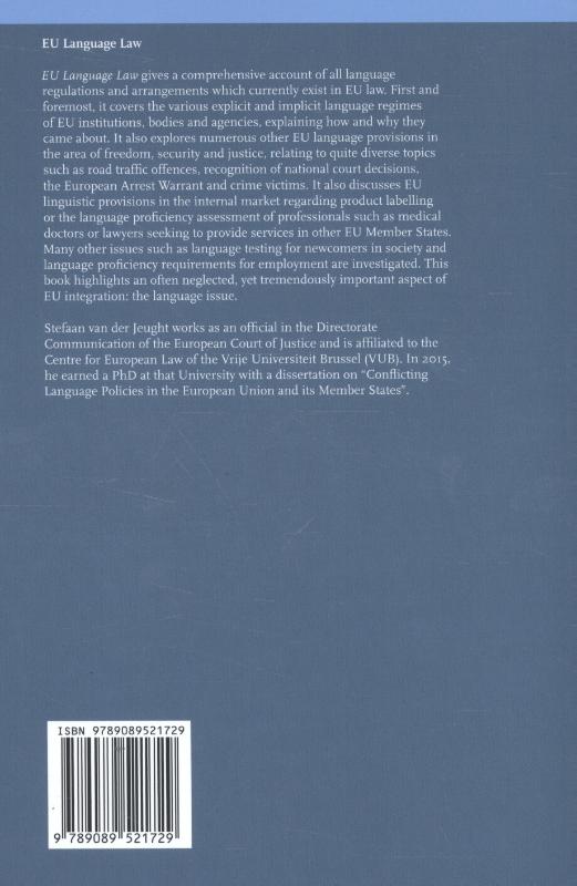 Achterkant van EU Language Law