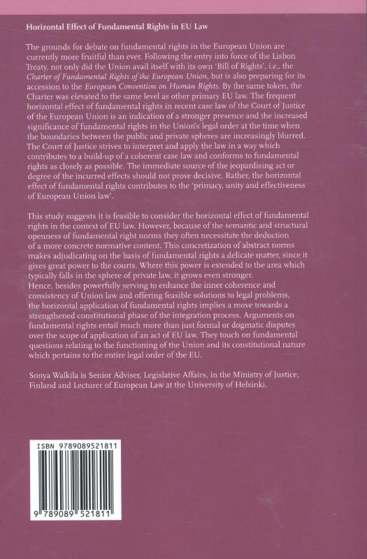 Achterkant van Horizontal effect of fundamental rights in EU law