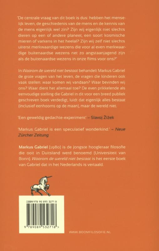 Achterkant van Waarom de wereld niet bestaat