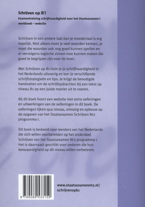 Achterkant van Schrijven op B1