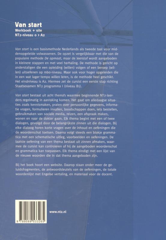 Achterkant van Van start