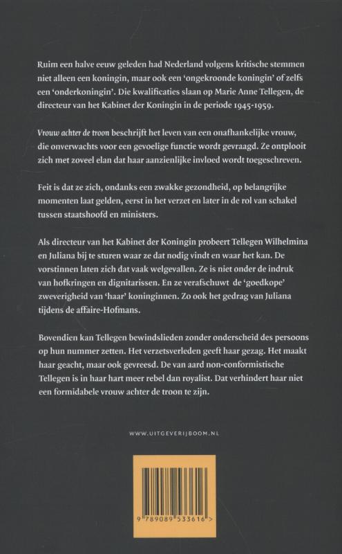 Achterkant van Vrouw achter de troon