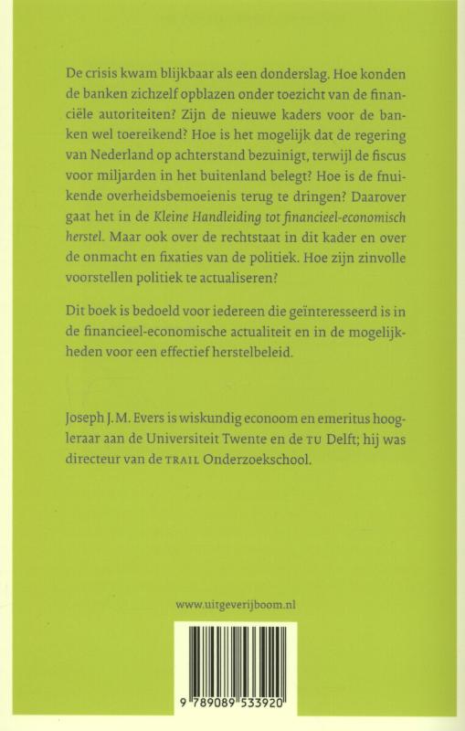 Achterkant van Kleine handleiding tot financieel-economisch herstel