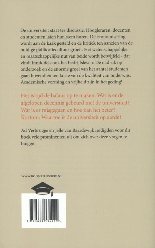 Achterkant van Waartoe is de universiteit op aarde?