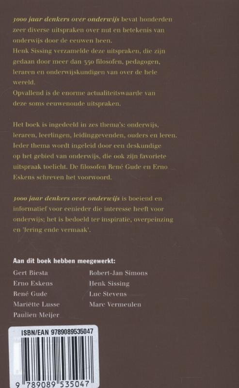 Achterkant van 3000 jaar denkers over onderwijs