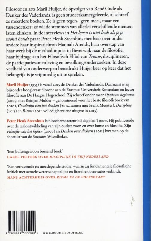 Achterkant van Het leven is niet leuk als je je mond houdt