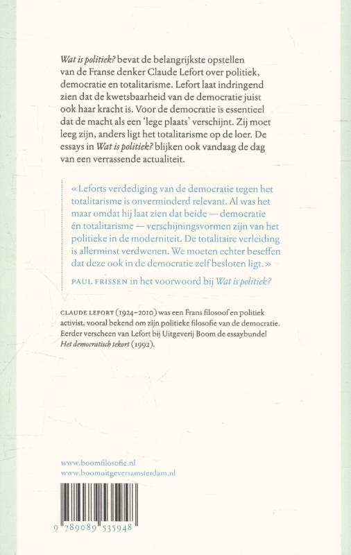 Achterkant van Wat is politiek?
