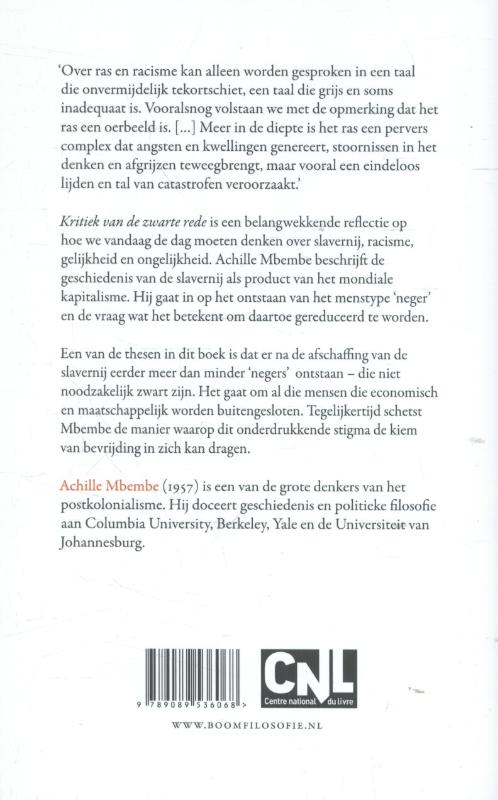 Achterkant van Kritiek van de zwarte rede